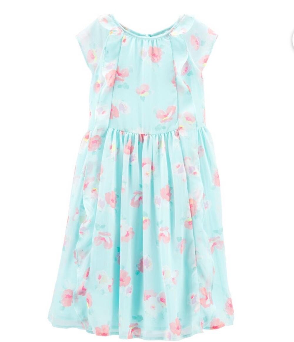 Oshgosh B'Gosh Floral Ruffle Print Dress Sz 7